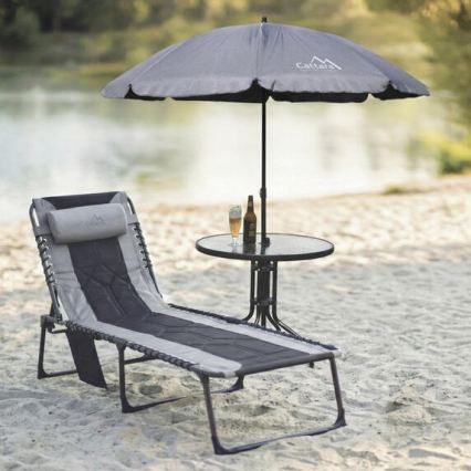 Foldbar liggestol til camping, grå