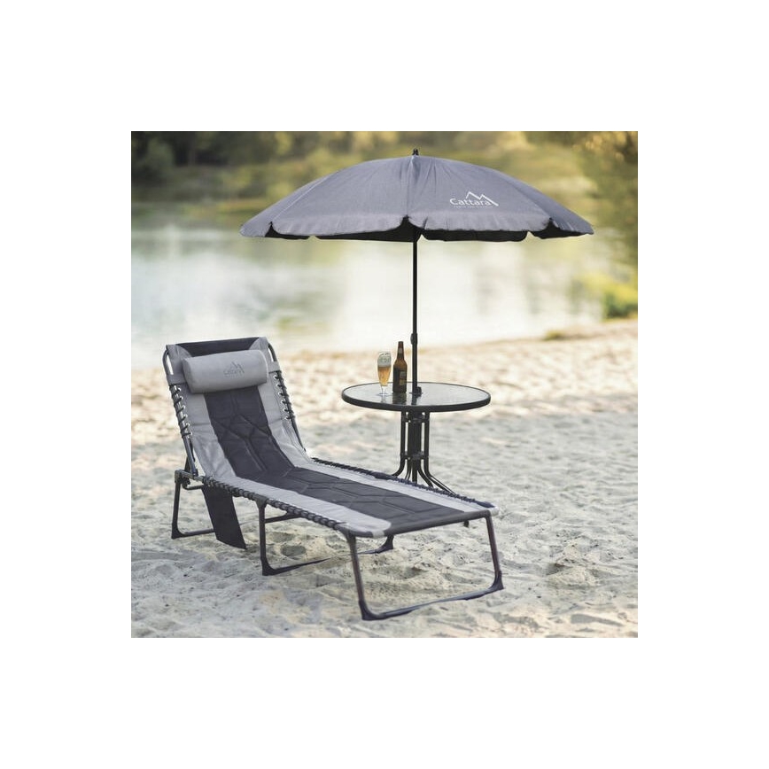 Foldbar liggestol til camping, grå