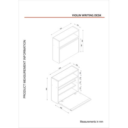 Foldbart arbejdsbord VIOLIN 63,6x60 cm hvid