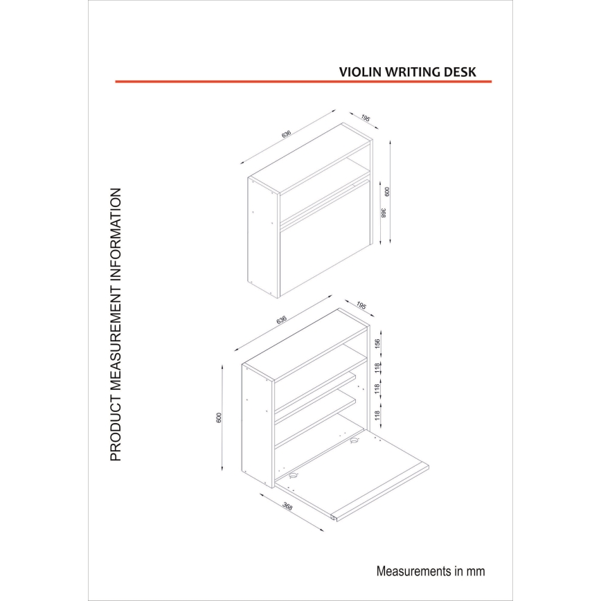 Foldbart arbejdsbord VIOLIN 63,6x60 cm hvid