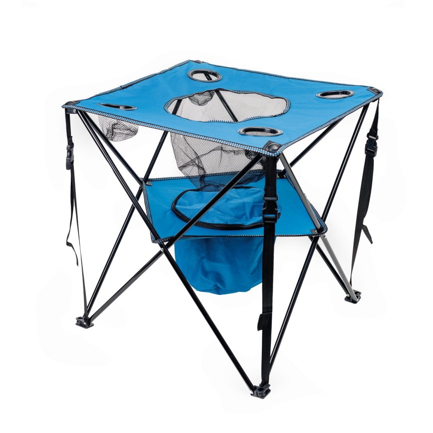 Foldbart campingbord + 2x stol blå