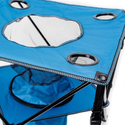 Foldbart campingbord + 2x stol blå