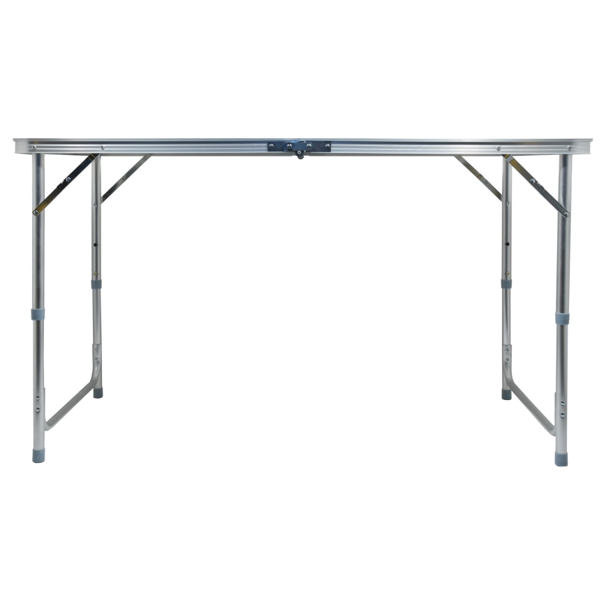 Foldbart campingbord + 4x stol hvid/mat krom