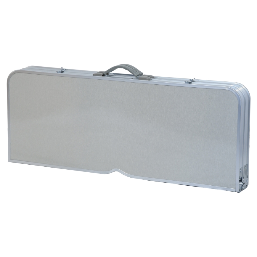 Foldbart campingbord med stole hvid/mat krom