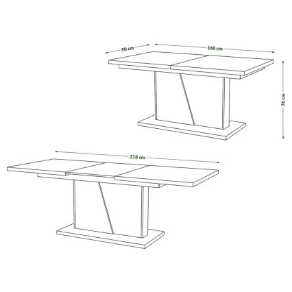 Foldbart spisebord NINO eg/sort