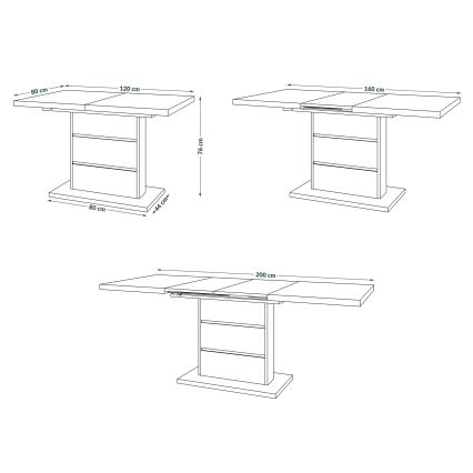 Foldbart spisebord PAOLO eg/sort