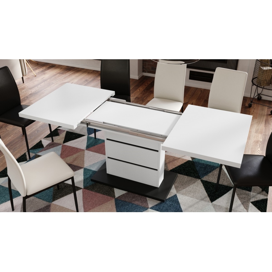 Foldbart spisebord PAOLO hvid/sort