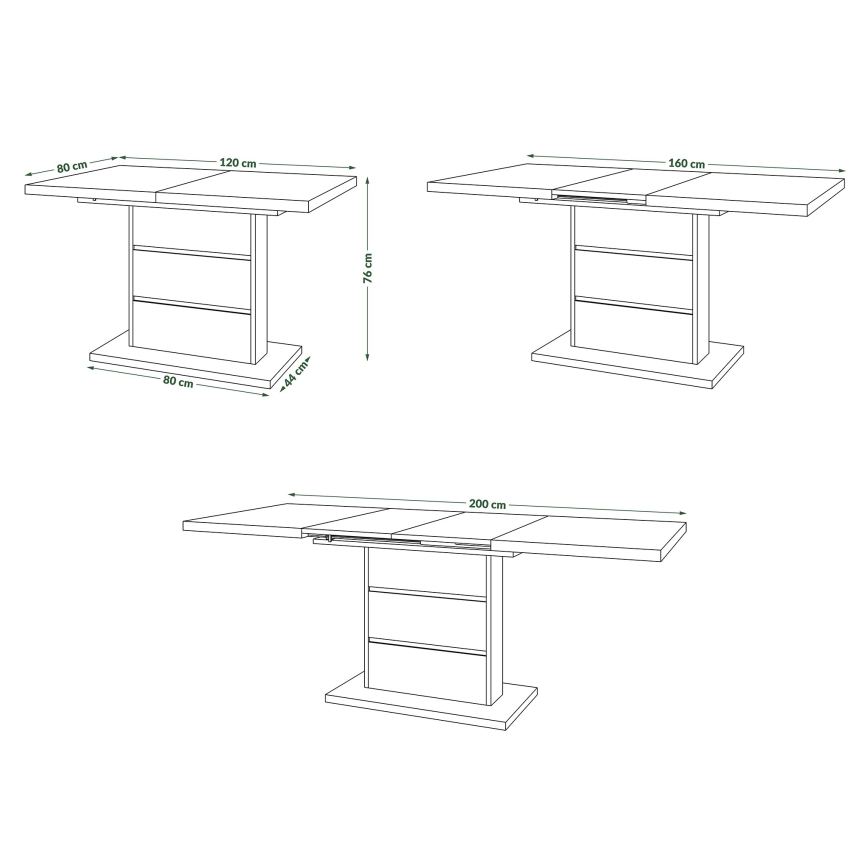 Foldbart spisebord PAOLO hvid/sort
