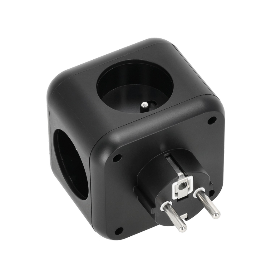 Forgreningsled med kontakt LINEA 3x230V + 4xUSB A/C sort
