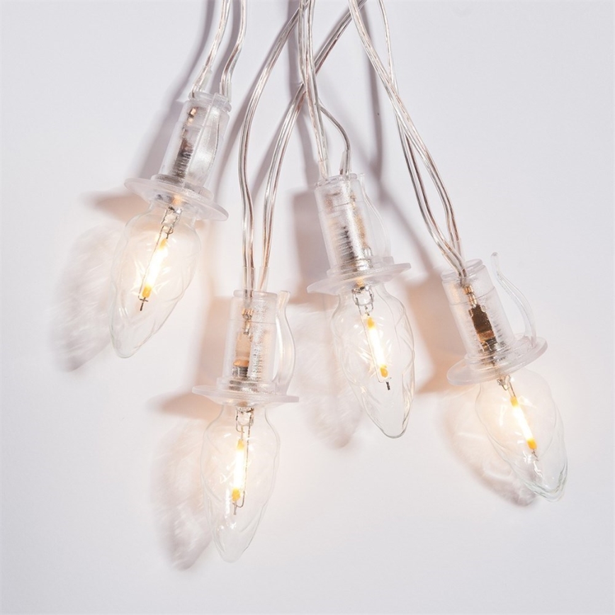 Forlængelses-LED udendørskæde CONE FILAMENT 20xE10 14 m klar/varmhvid IP44, Fremstillet i Tjekkiet