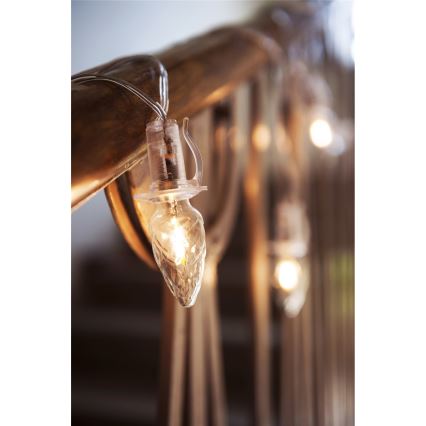 Forlængelses-LED udendørskæde CONE FILAMENT 20xE10 14 m klar/varmhvid IP44, Fremstillet i Tjekkiet