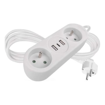 Forlængerkabel 2Z + 2x USB-A + USB-C 1,4 m