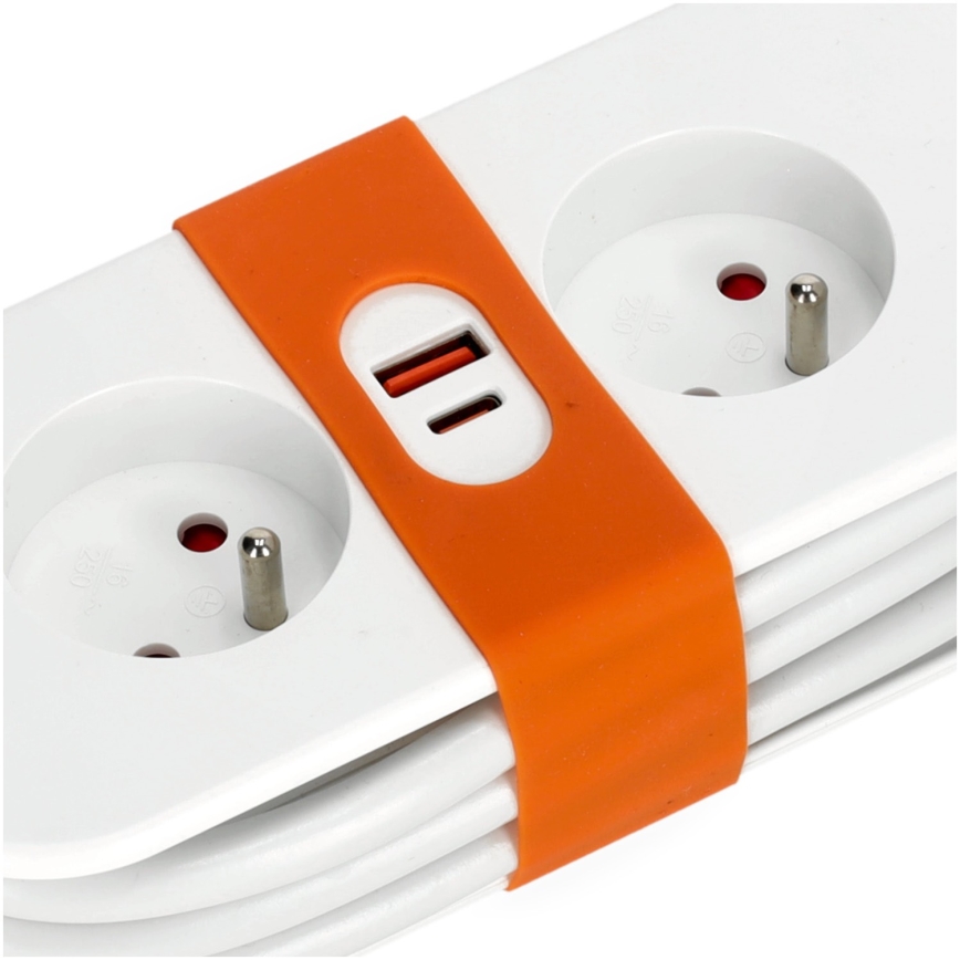 Forlængerledning 2Z + 2xUSB 1,4 m hvid