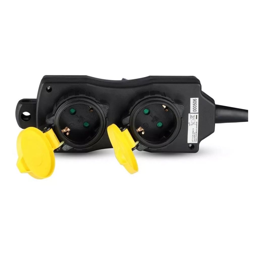 Forlængerledning 4-vejs SCHUKO 3m IP44