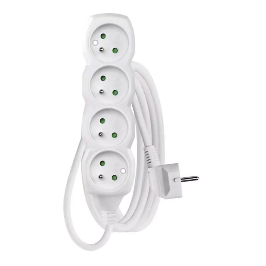 Forlængerledning 4Z 3m hvid