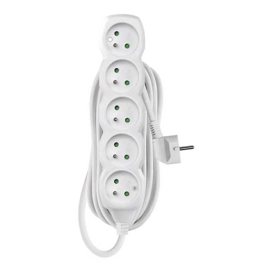 Forlængerledning 5Z 5m hvid