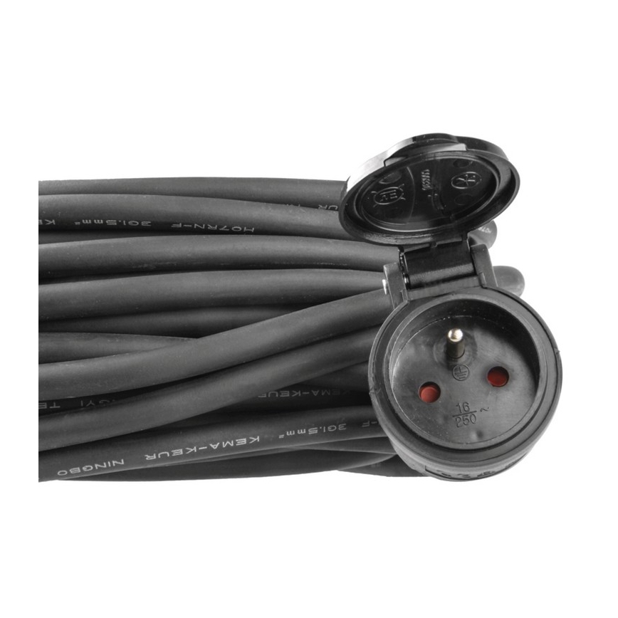 Forlængerledning i gummi, 1 x stikkontakt, 20 m, IP44