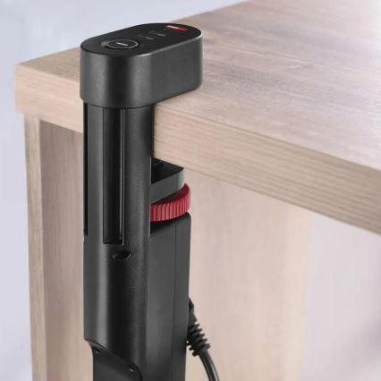 Forlængerledning m. fastgørelse til bord 3Z + 3xUSB 1,5 m sort