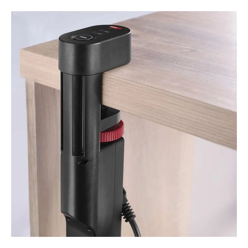 Forlængerledning m. fastgørelse til bord 3Z + 3xUSB 1,5 m sort