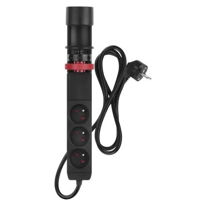 Forlængerledning m. fastgørelse til bord 3Z + 3xUSB 1,5 m sort
