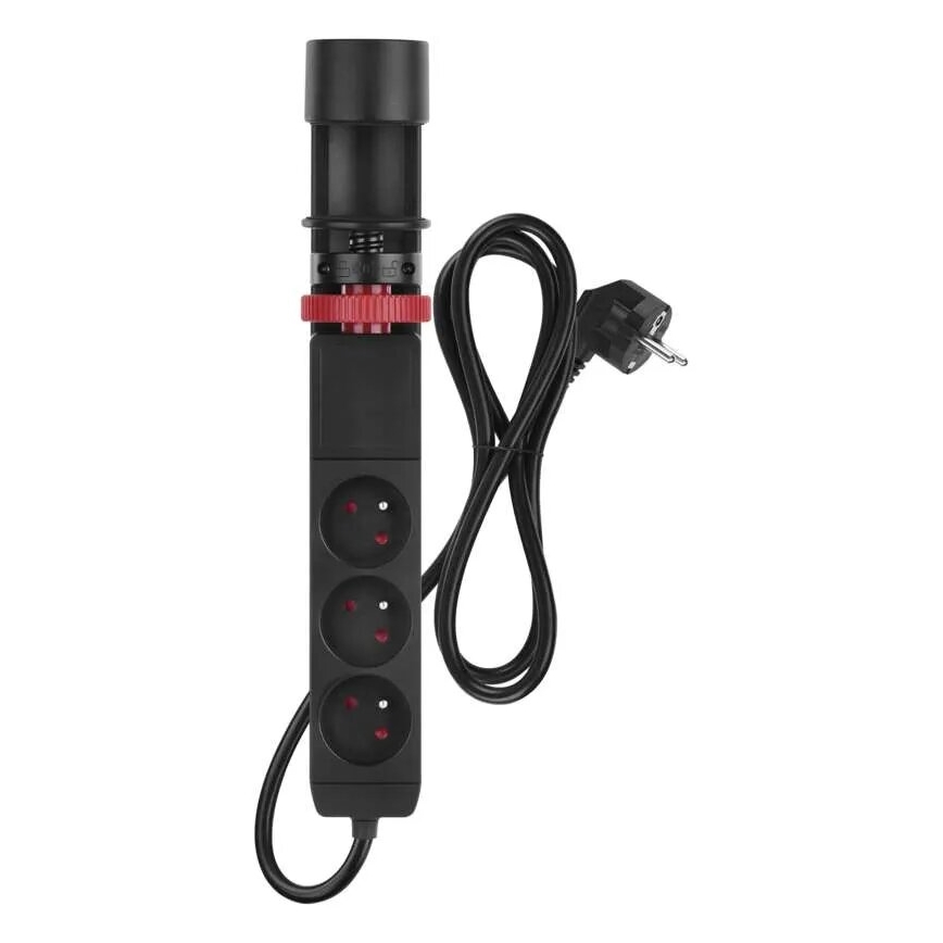 Forlængerledning m. fastgørelse til bord 3Z + 3xUSB 1,5 m sort