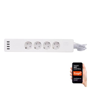 Forlængerledning med afbryder 1,8 m + 4xUSB/Wi-Fi Tuya SCHUKO
