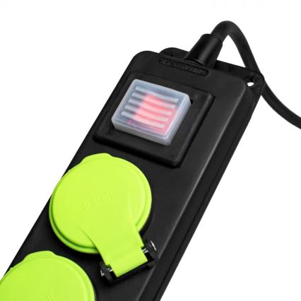 Forlængerledning med afbryder, 3 udtag, 10 m, IP44