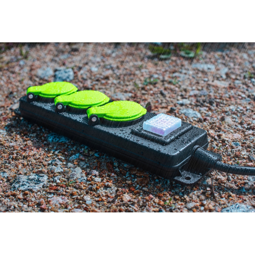 Forlængerledning med afbryder, 3 udtag, 20 m, IP44