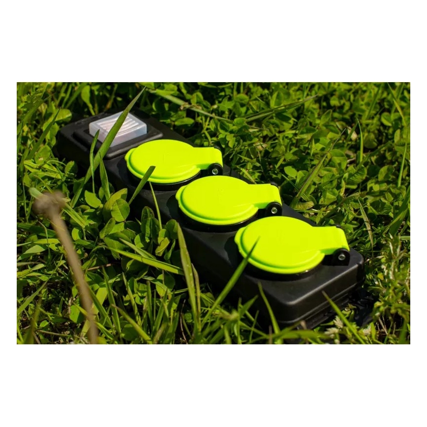 Forlængerledning med afbryder, 3 udtag, 20 m, IP44