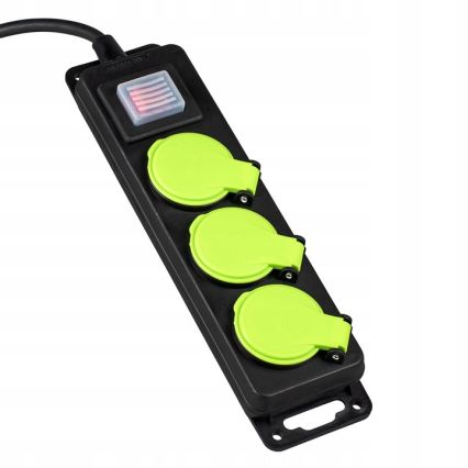 Forlængerledning med afbryder, 3 udtag, 20 m, IP44