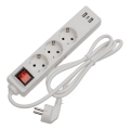 Forlængerledning med afbryder, 3x udtag, 2x USB-A, 1x USB-C, 1,5 m, Schuko, hvid