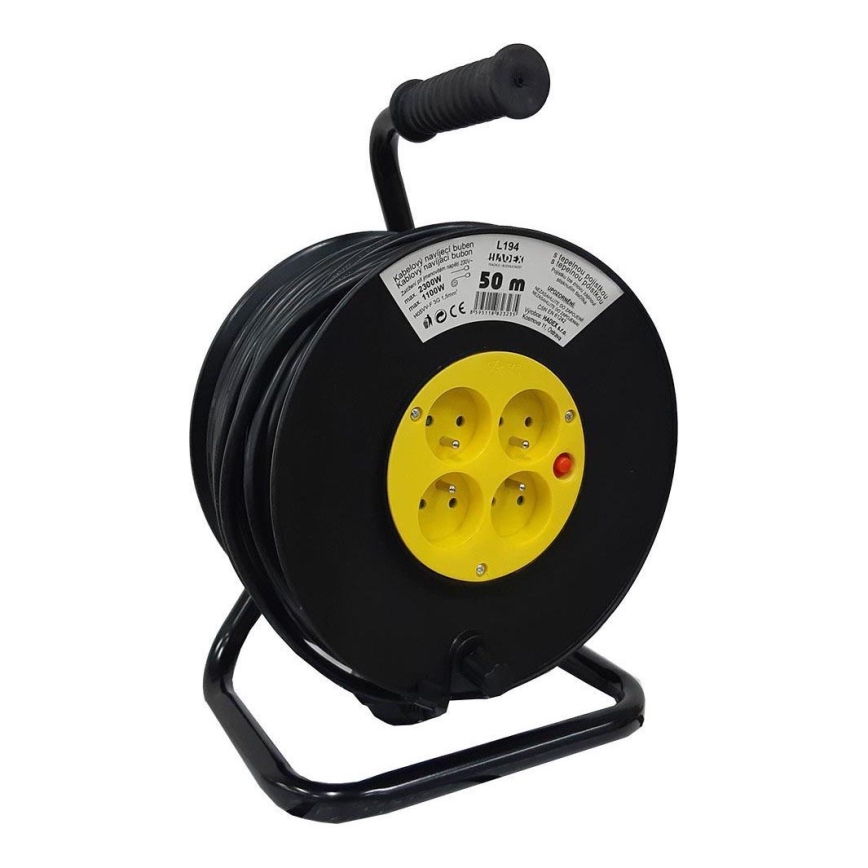 Forlængerledning på tromle 50m sort