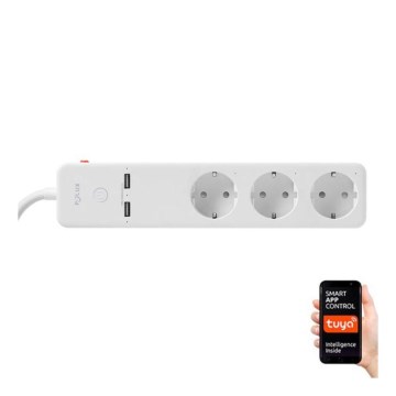 Forlængerledning SMART med kontakt 1,5 m + 2xUSB/Wi-Fi Tuya SCHUKO
