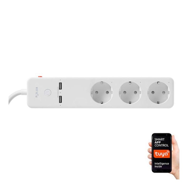 Forlængerledning SMART med kontakt 1,5 m + 2xUSB/Wi-Fi Tuya SCHUKO