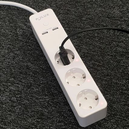 Forlængerledning SMART med kontakt 1,5 m + 2xUSB/Wi-Fi Tuya SCHUKO