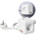 Forlængerledning terning med kontakt LINEA 3x230V + 4xUSB A/C hvid