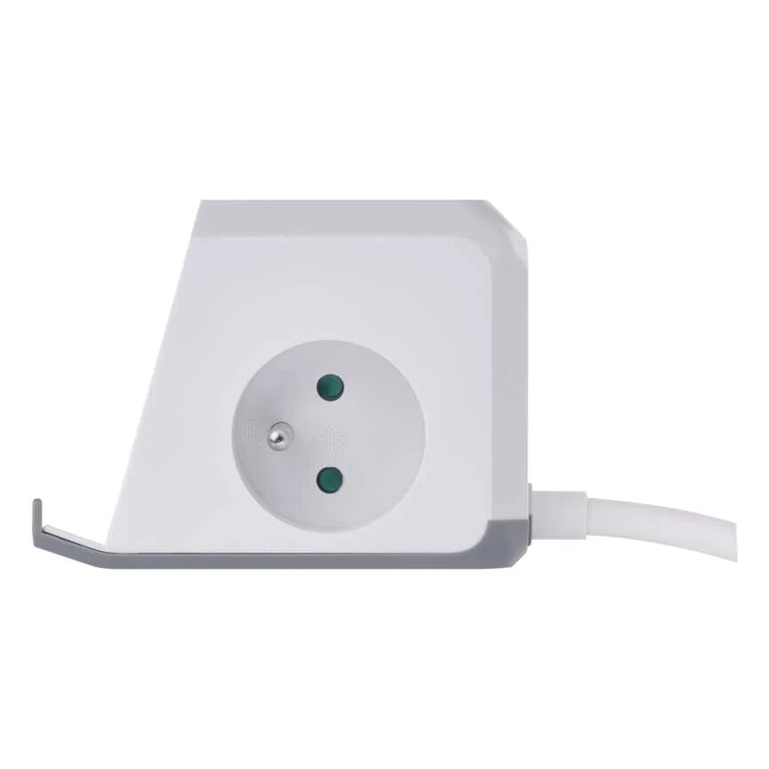 Forlængerledning terning med trådløs opladning QI 2Z +2xUSB-A+1xUSB-C 2 m hvid