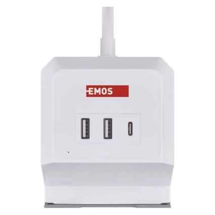 Forlængerledning terning med trådløs opladning QI 2Z +2xUSB-A+1xUSB-C 2 m hvid