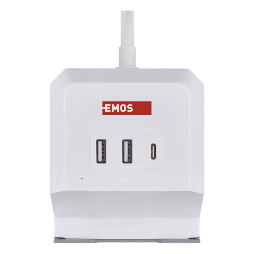 Forlængerledning terning med trådløs opladning QI 2Z +2xUSB-A+1xUSB-C 2 m hvid