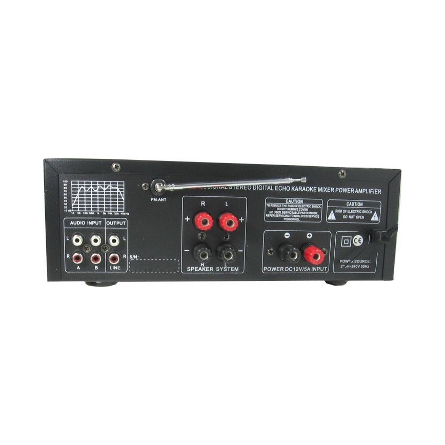 Forstærker med equalizer og MP3-afspiller + fjernbetjening