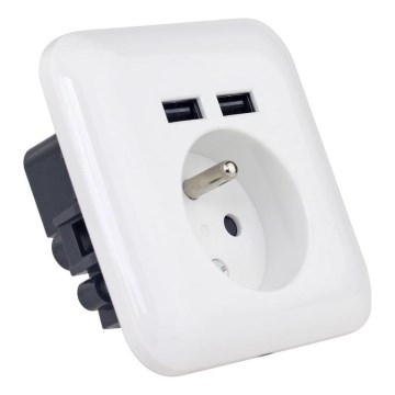 Fransk stikkontakt med USB 250V/16A