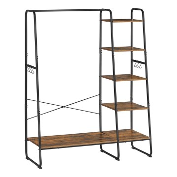 Fritstående knagerække LINEA, brun/sort