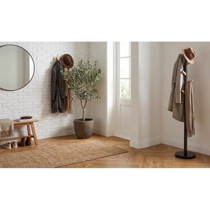 Fritstående knagestativ DOMUS 177x28 cm sort/beige