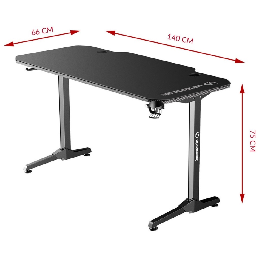 Gamer-bord 140 x 66 cm sort