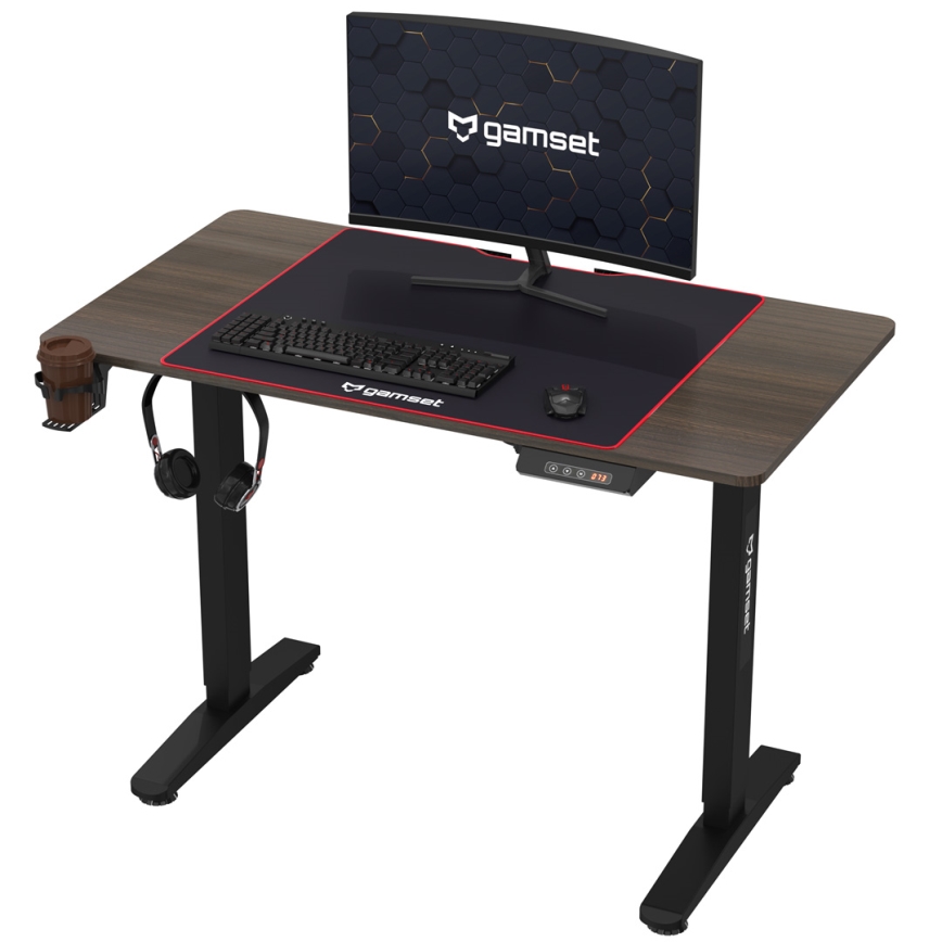Gamer-bord CONTROL 110x60 cm højdejusterbart brun/sort