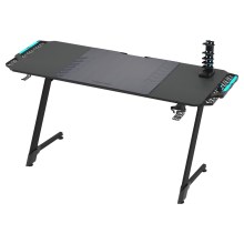 Gamer bord SNAKE med LED-lys RGB-farver 140 x 60 cm sort