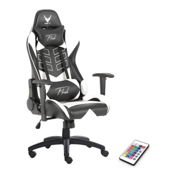 Gamer stol VARR Flash med LED RGB-lys + fjernbetjening sort/hvid