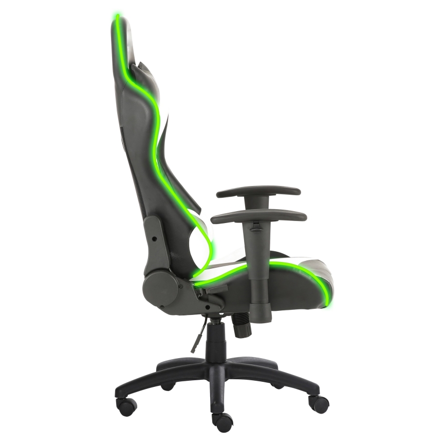 Gamer stol VARR Flash med LED RGB-lys + fjernbetjening sort/hvid