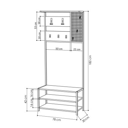 Garderobe NOMAD 182x78 cm sort/antracitgrå