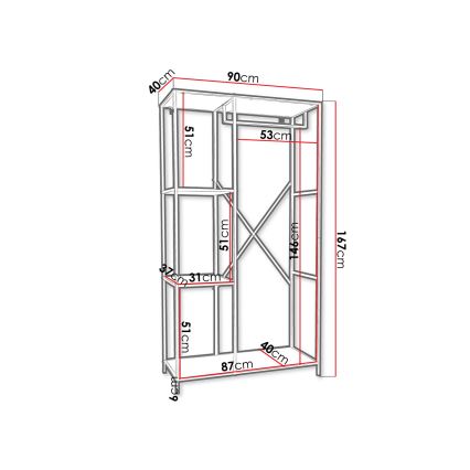 Garderobe til entré CARLO 167x90 cm sort/brun